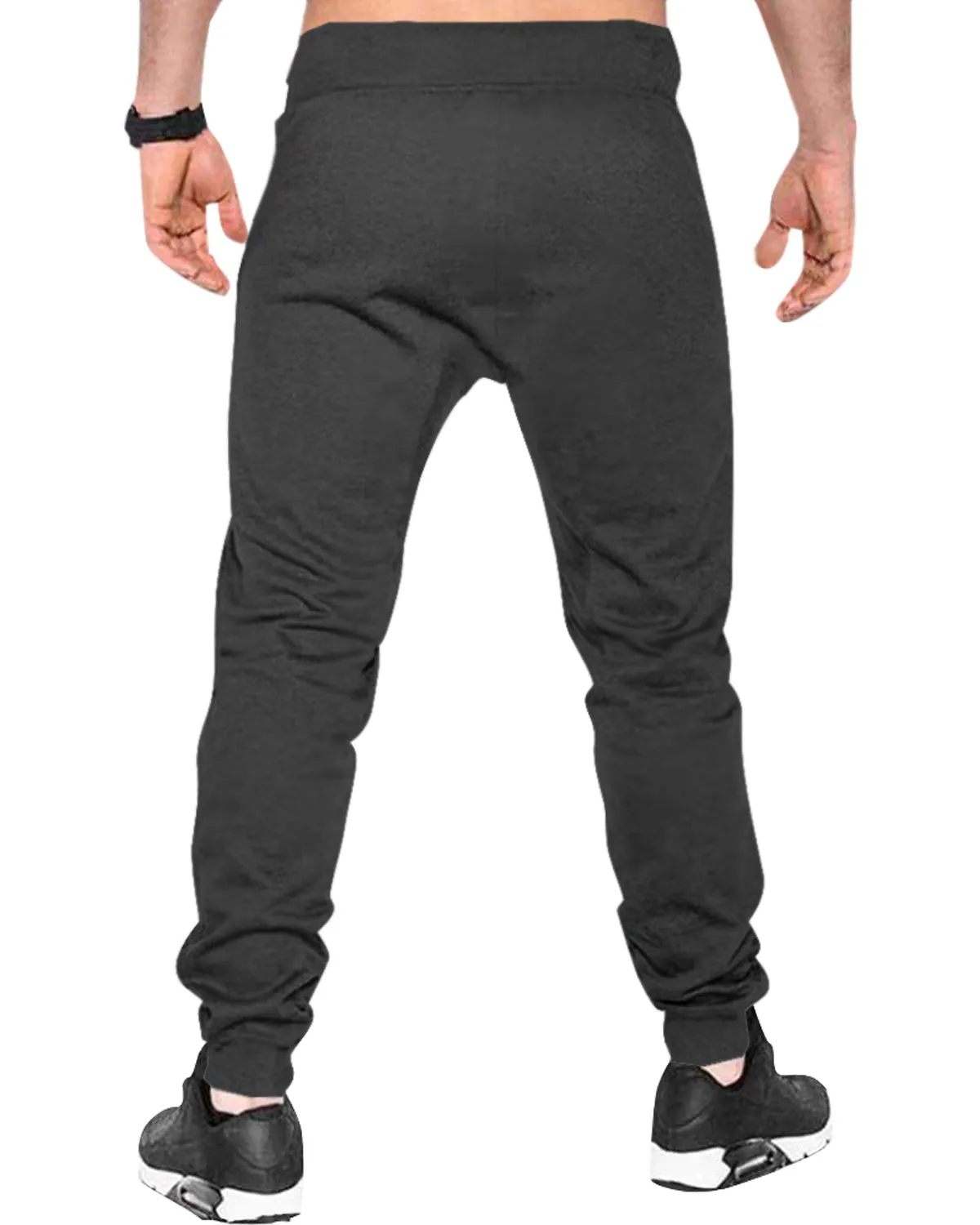 Men Plain Dark Grey Cuffed Ankles Cotton Jogger TrackPant