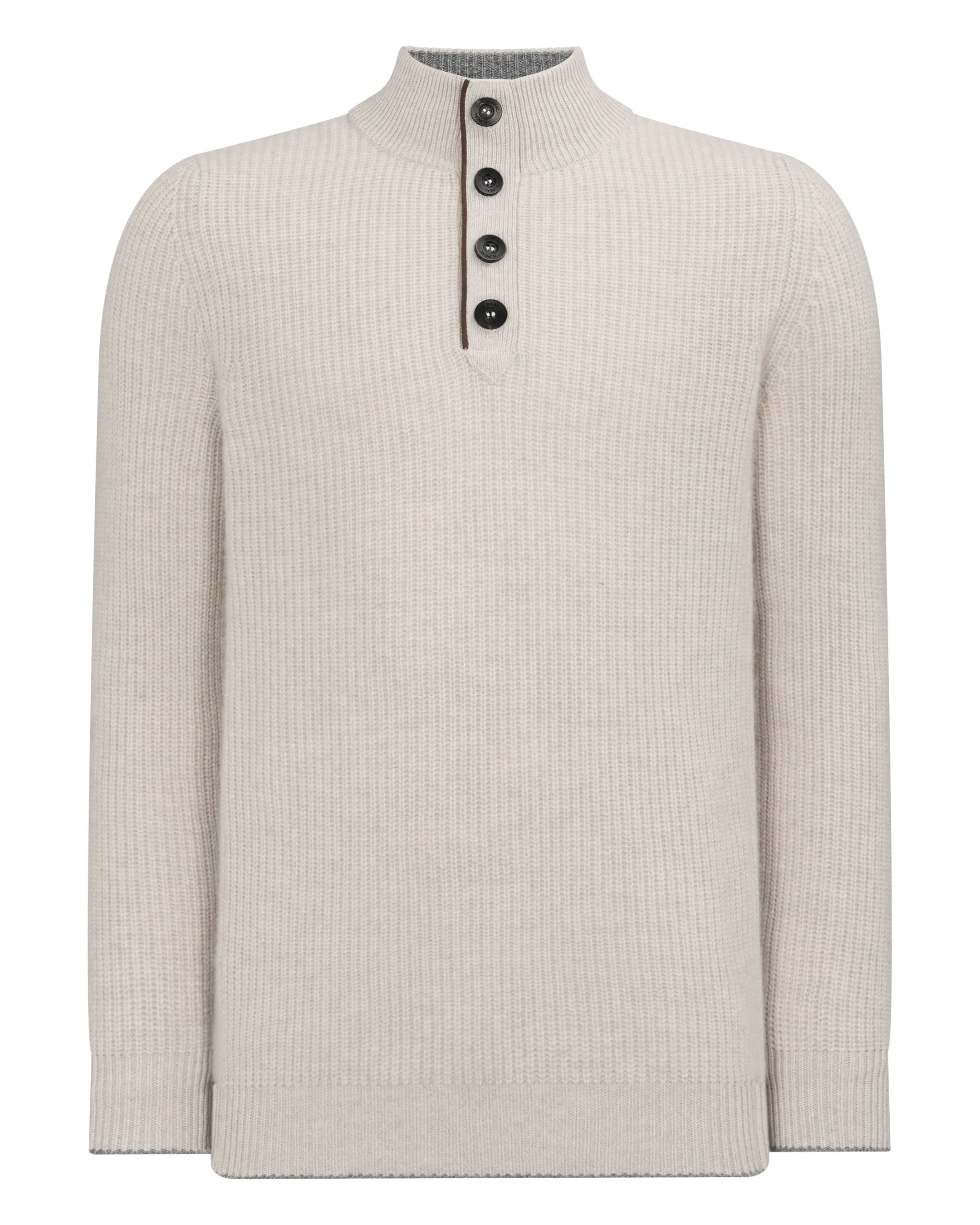 Men's Beauchamp Half Button Cashmere Sweater Pebble Grey