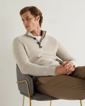 Men's Beauchamp Half Button Cashmere Sweater Pebble Grey