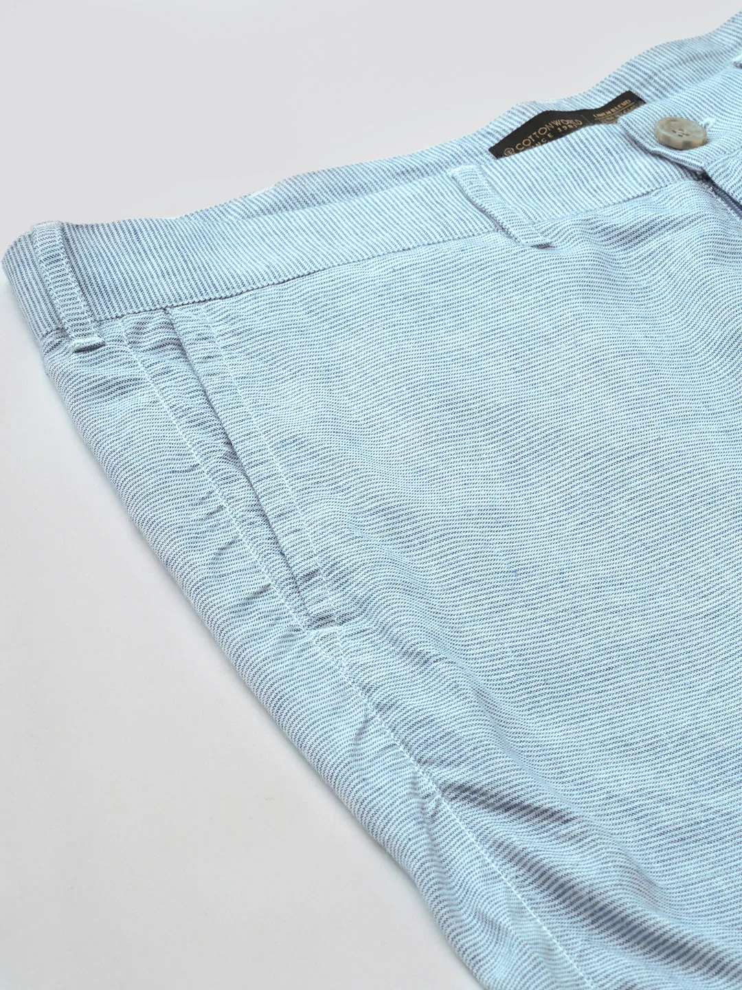 Men's Blue Viscose Linen Regular Fit Shorts