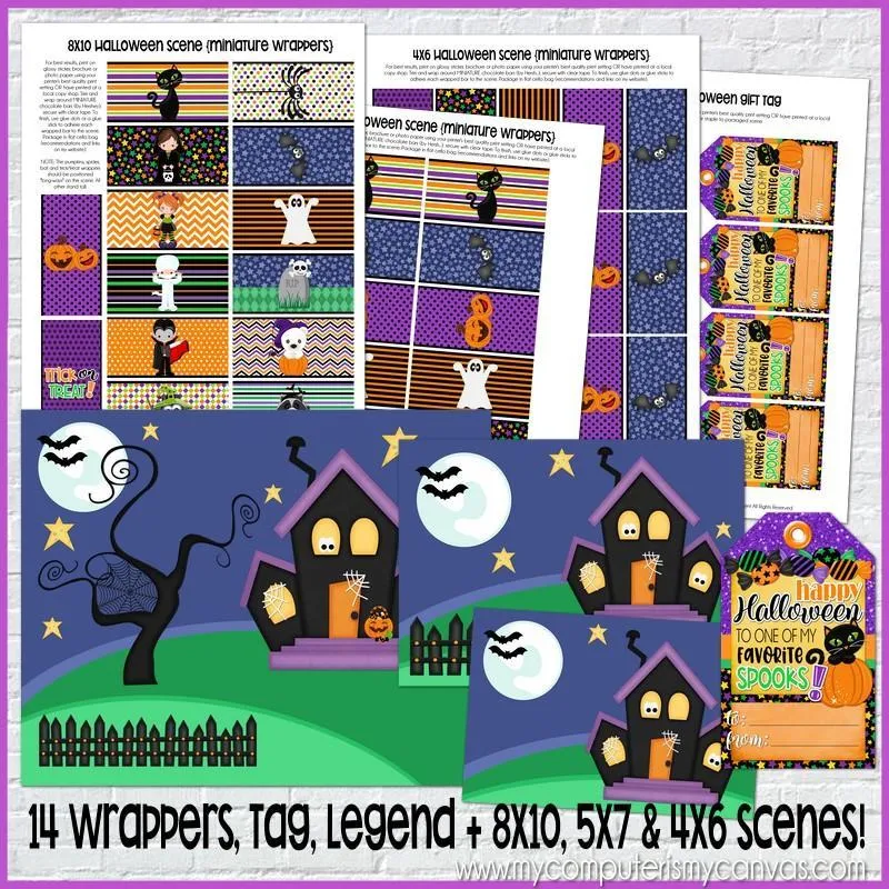 MINIATURE BAR WRAPS {Halloween Scene} PRINTABLE