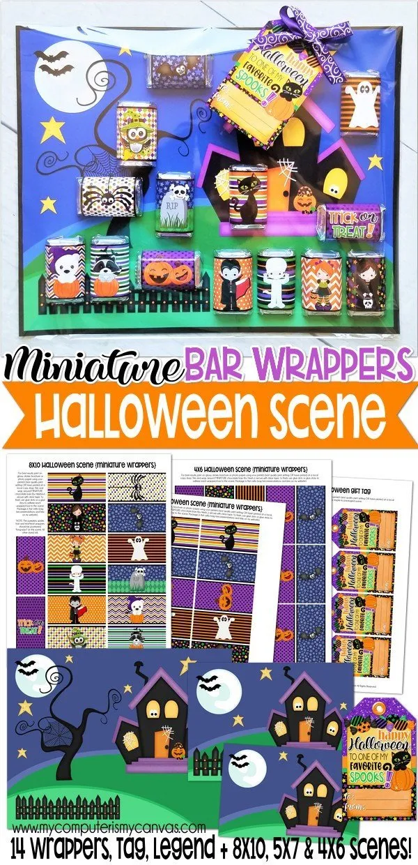 MINIATURE BAR WRAPS {Halloween Scene} PRINTABLE