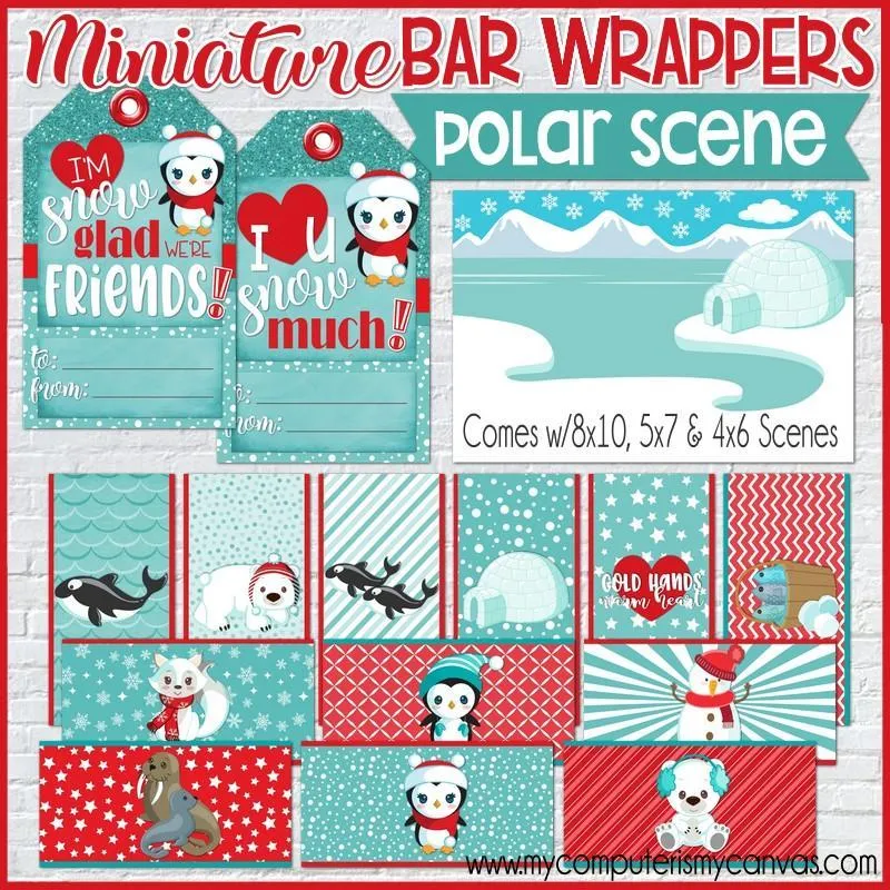 MINIATURE BAR WRAPS {Polar Scene} PRINTABLE