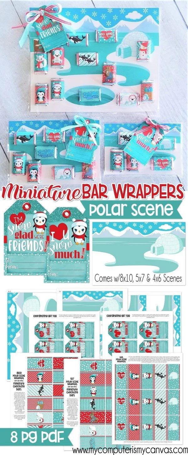 MINIATURE BAR WRAPS {Polar Scene} PRINTABLE