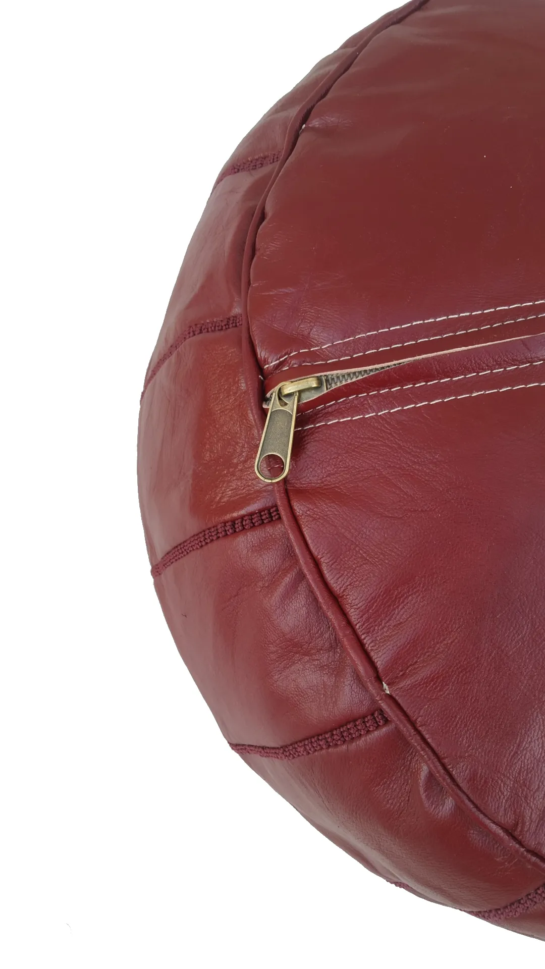 Moroccan Leather Ottoman - Deep Red