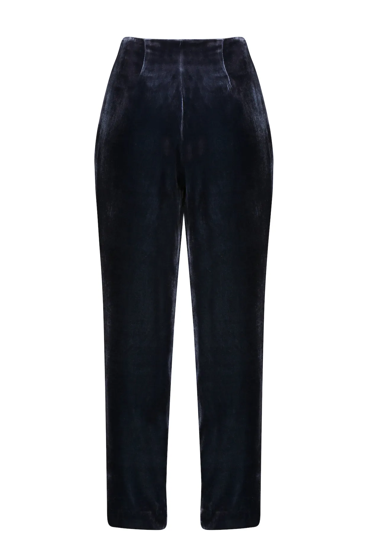 Navy Velvet Narrow-Leg Trousers - Phoebe