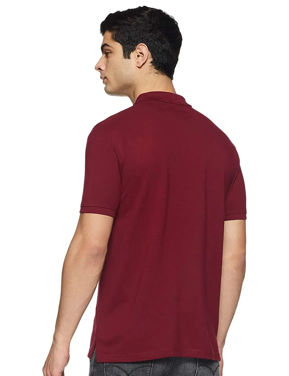 ONN Men's Cotton Polo T-Shirt (Pack of 2) in Solid Black Melange-Maroon colours