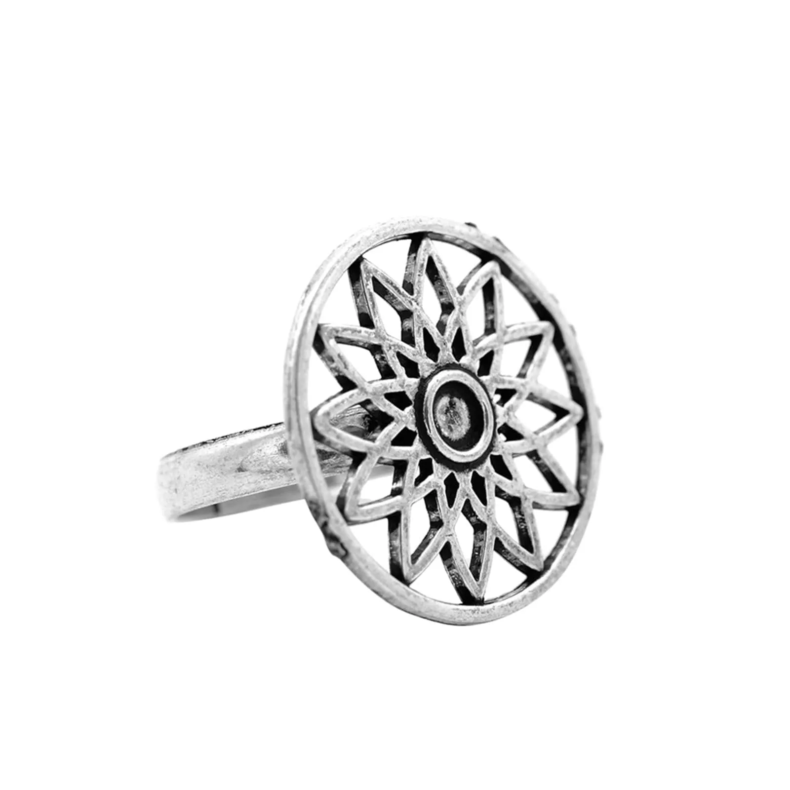 Pallavi Silver Oxidized Filigree Ring