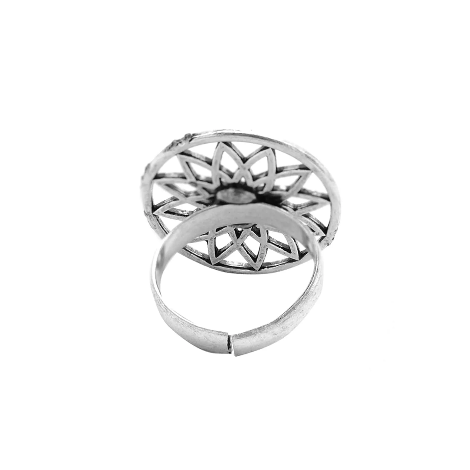 Pallavi Silver Oxidized Filigree Ring