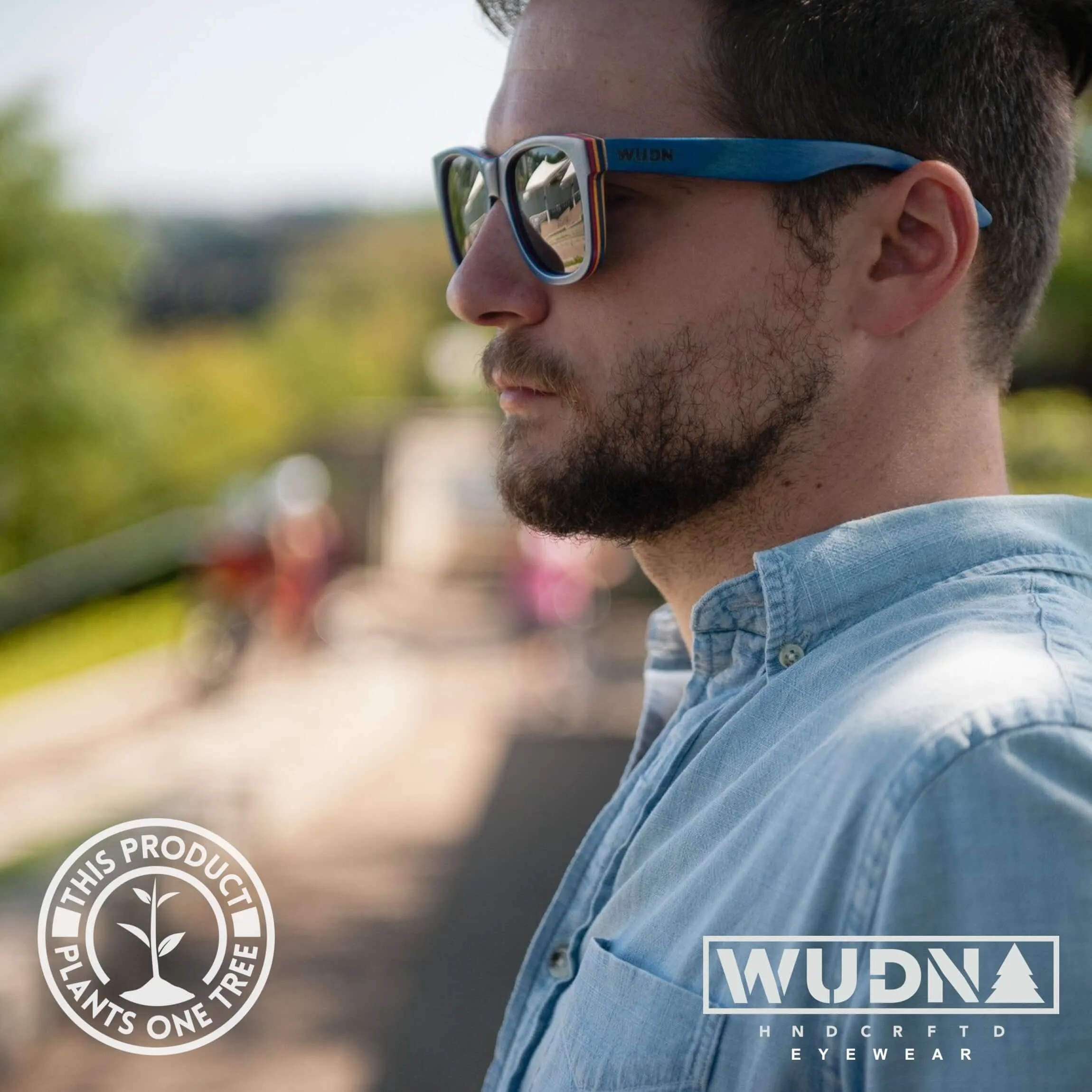 Recycled Skatedeck Escalator Blue Sunglasses by WUDN