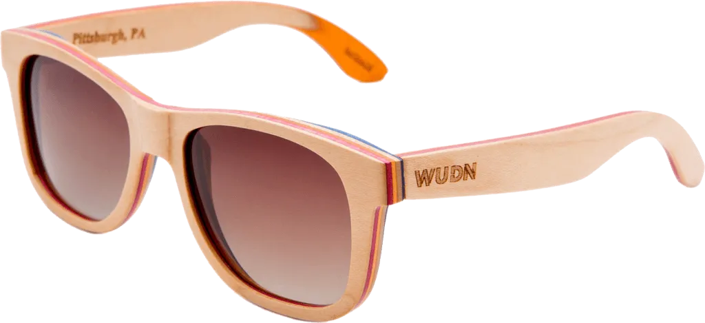 Recycled Skatedeck Kickflip Natural Sunglasses by WUDN