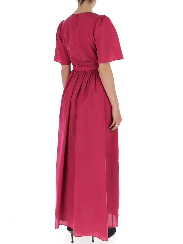 'S Max Mara Pleated V-Neck Maxi Dress