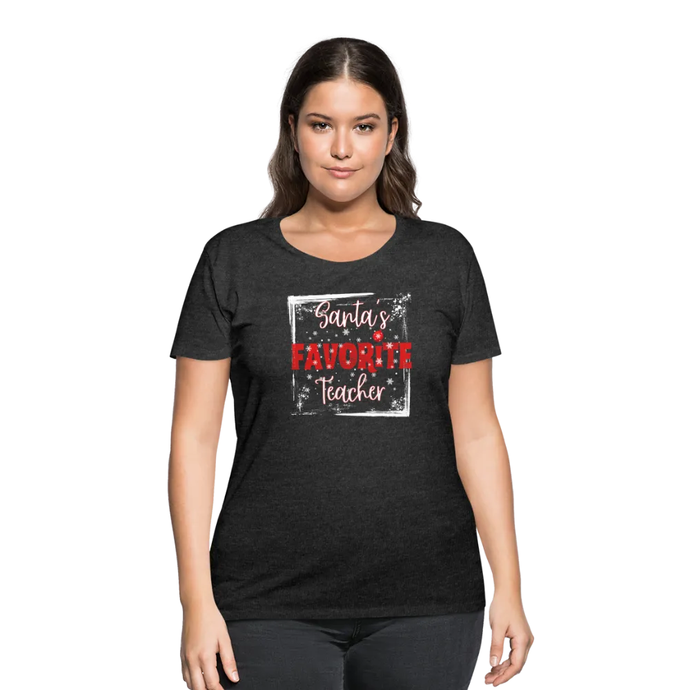 Seasonal Splendor in Curves: Women's 'Santa's Favorite Teacher' Curvy Tee