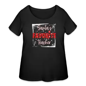 Seasonal Splendor in Curves: Women's 'Santa's Favorite Teacher' Curvy Tee