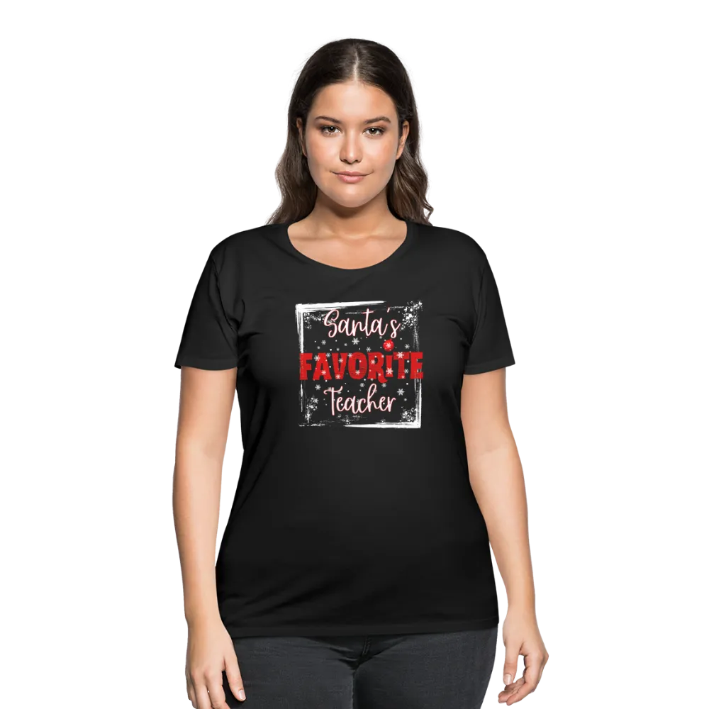 Seasonal Splendor in Curves: Women's 'Santa's Favorite Teacher' Curvy Tee