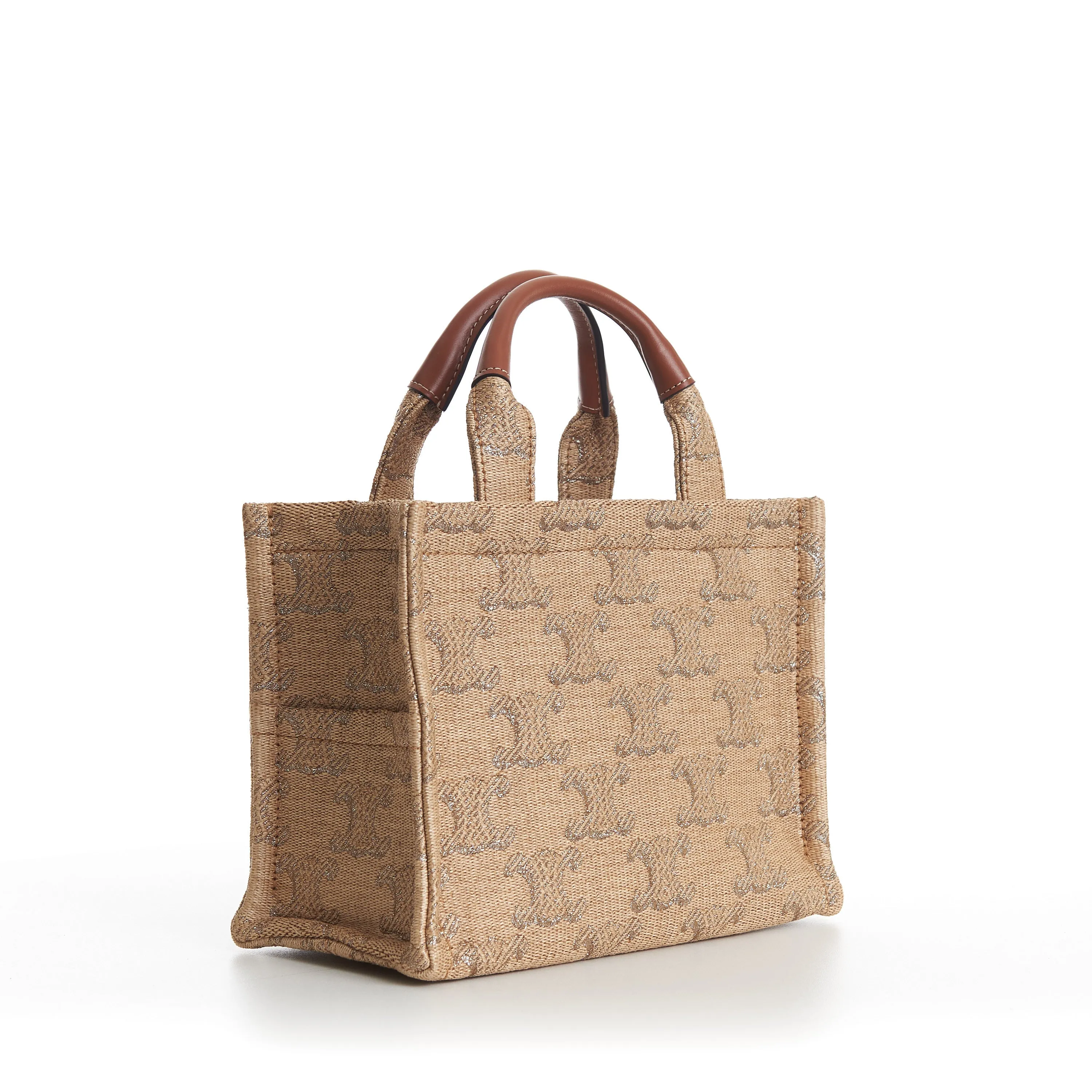 Small Cabas Thais In Raffia Effect Textile With Triomphe Jacquard