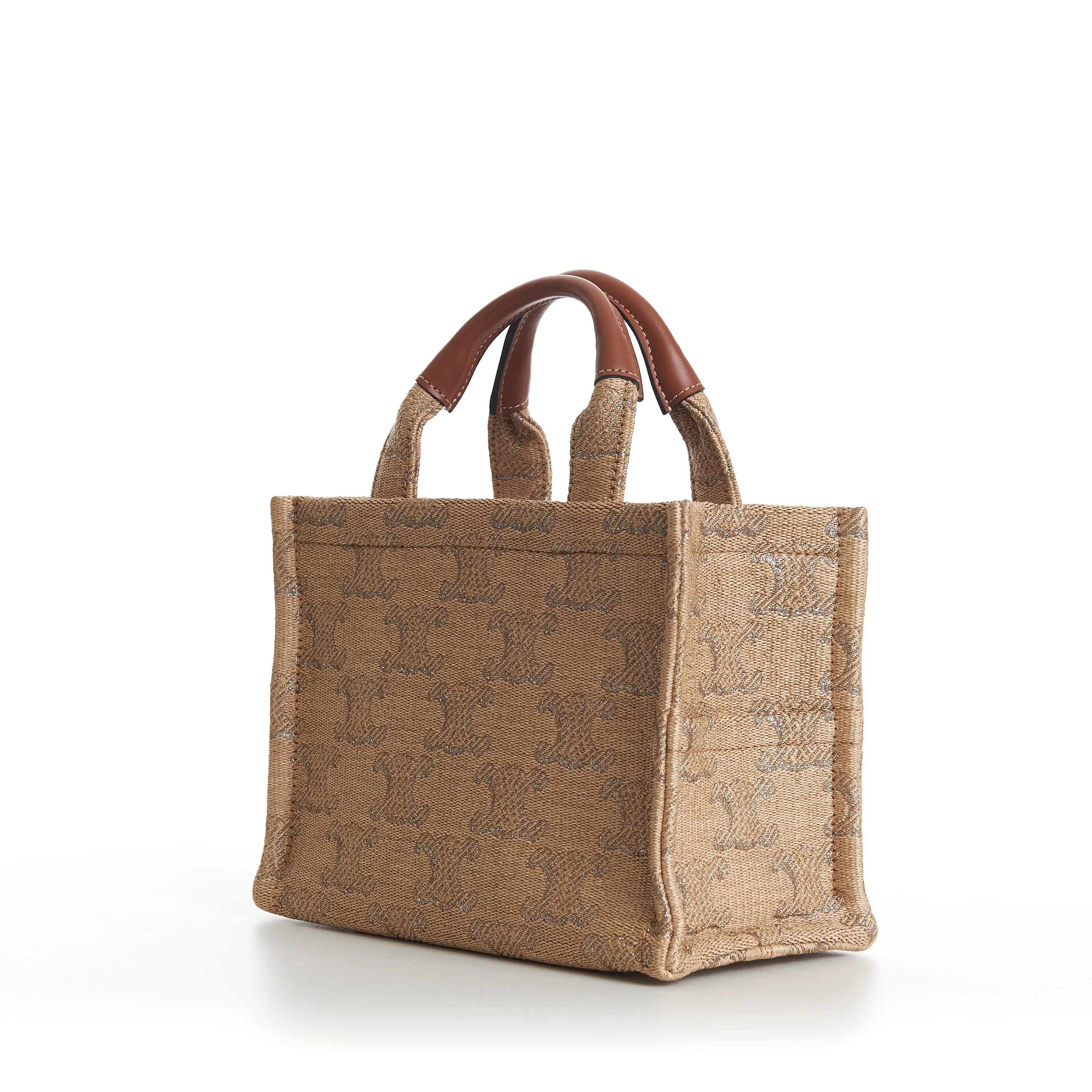 Small Cabas Thais In Raffia Effect Textile With Triomphe Jacquard