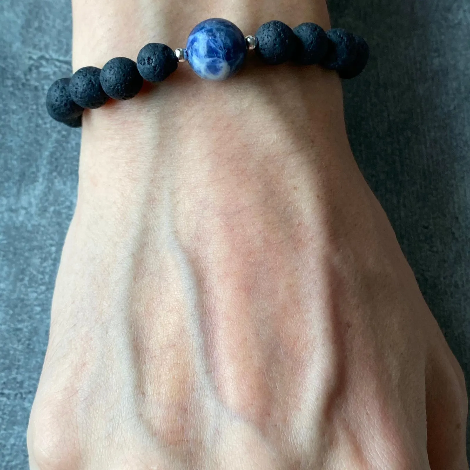 Sodalite & Lava Stone Men Bracelet