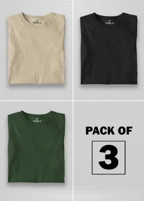 Solid Half Sleeve T-Shirt Men Combo - Pack of 3