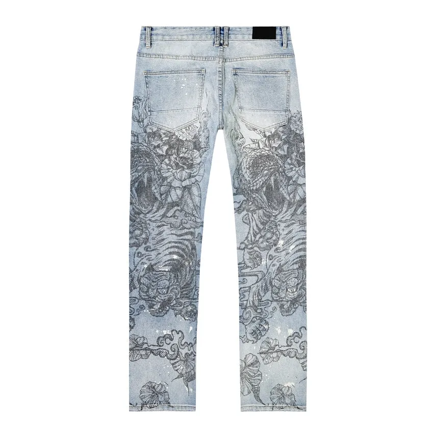 Tattoo Slim Fit Denim Jeans - Sherman Blue