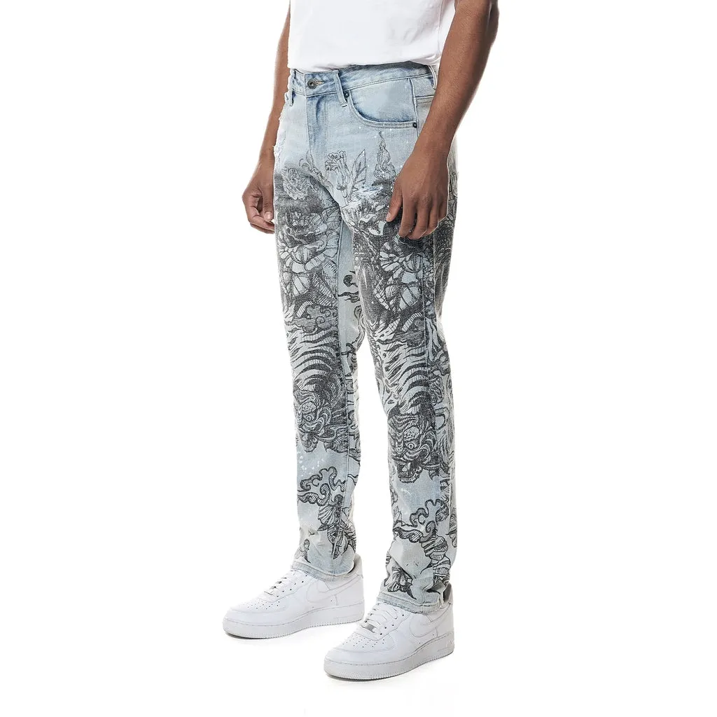 Tattoo Slim Fit Denim Jeans - Sherman Blue