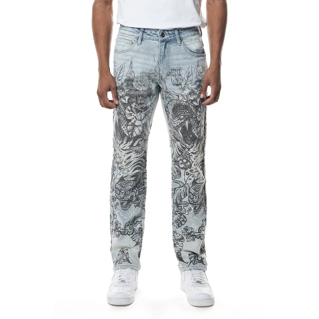 Tattoo Slim Fit Denim Jeans - Sherman Blue