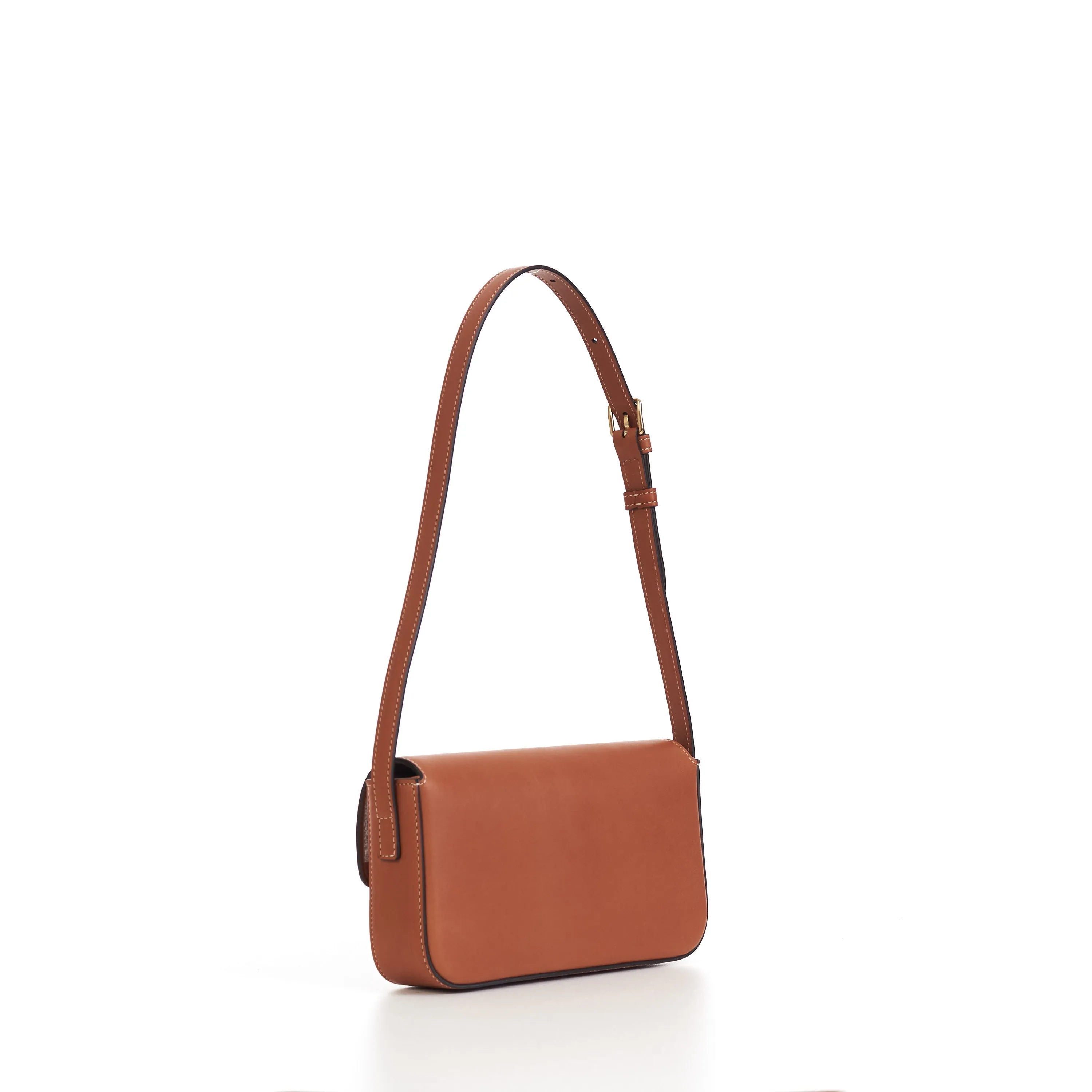 Triomphe Shoulder Bag In Tan Brown Natural Calfskin