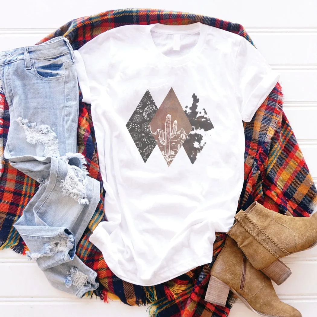 Western Cowhide Diamonds Graphic T-Shirt - WE169