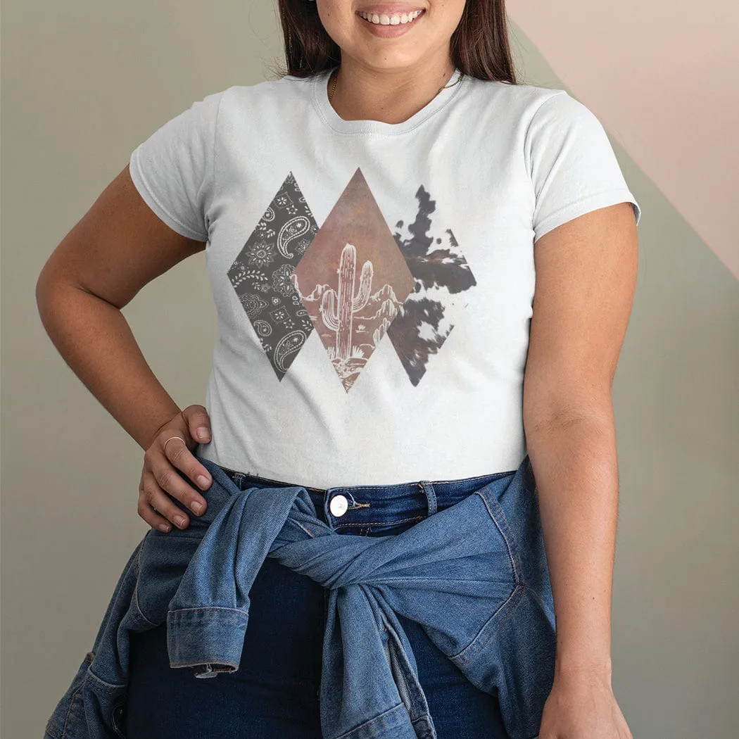 Western Cowhide Diamonds Graphic T-Shirt - WE169