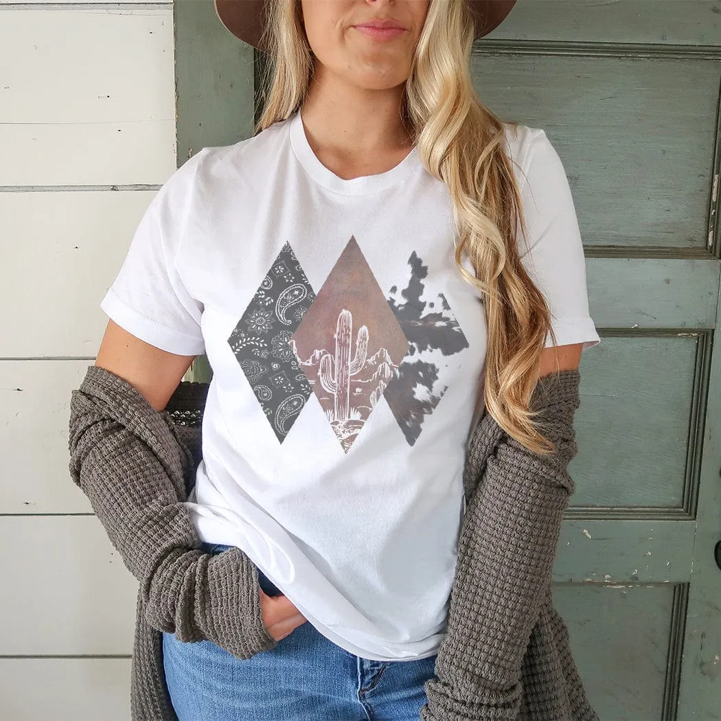 Western Cowhide Diamonds Graphic T-Shirt - WE169