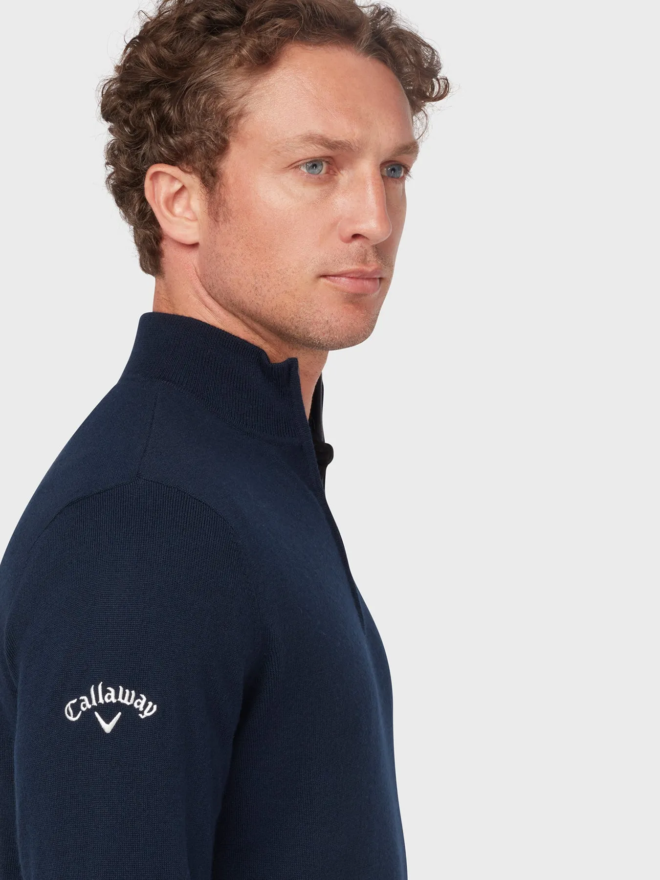 Windstopper Quarter Zipped Sweater In Navy Blue