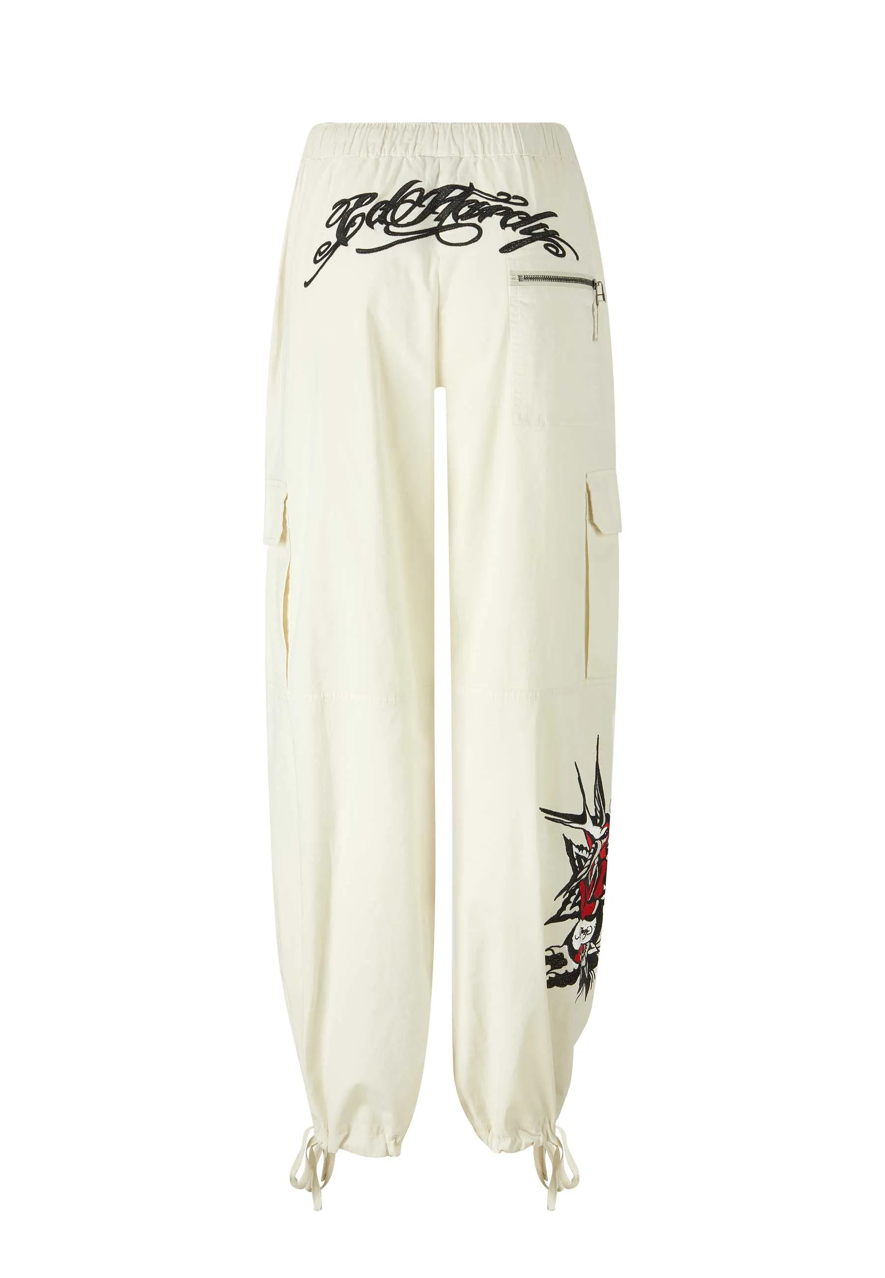 Womens Hollywood Swallow Cargo Pants Trousers - White