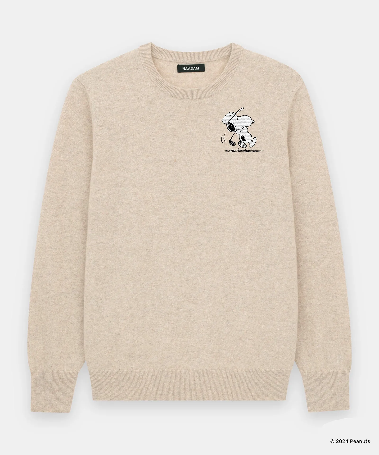 Womens Premium Cashmere Sweater Featuring Snoopy Golf Design