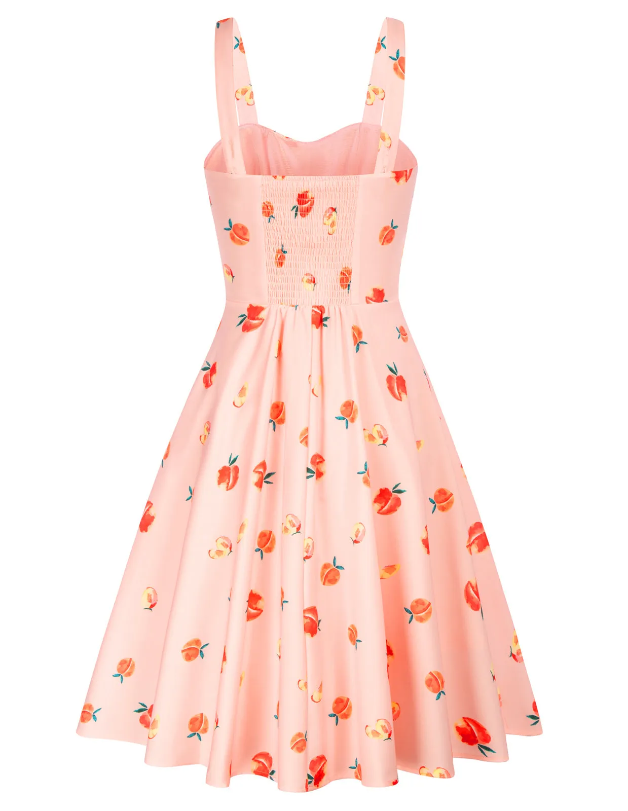 Women's Vintage Sleeveless Floral Ruched Summer Cute A-Line Flowy Swing Midi Dress