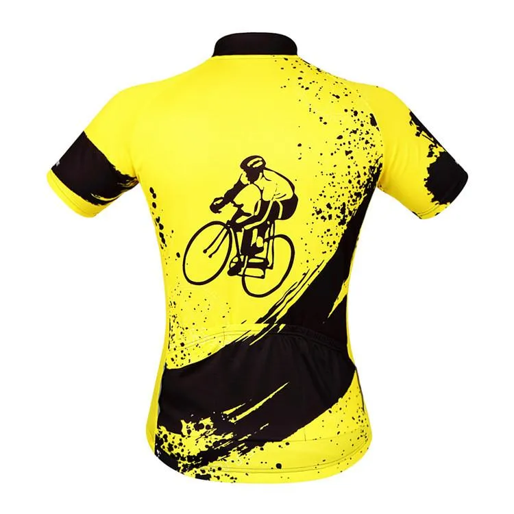 WOSAWE Black Green Short Sleeve Cycling Jersey