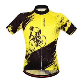 WOSAWE Black Green Short Sleeve Cycling Jersey