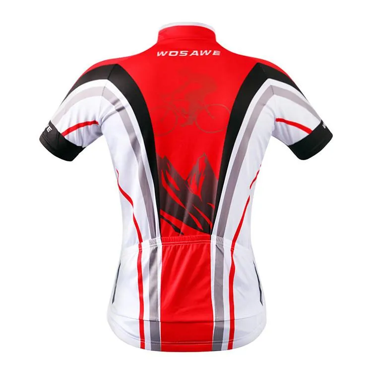 WOSAWE Red Short Sleeve Cycling Jersey