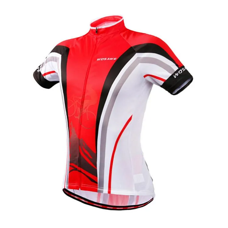 WOSAWE Red Short Sleeve Cycling Jersey