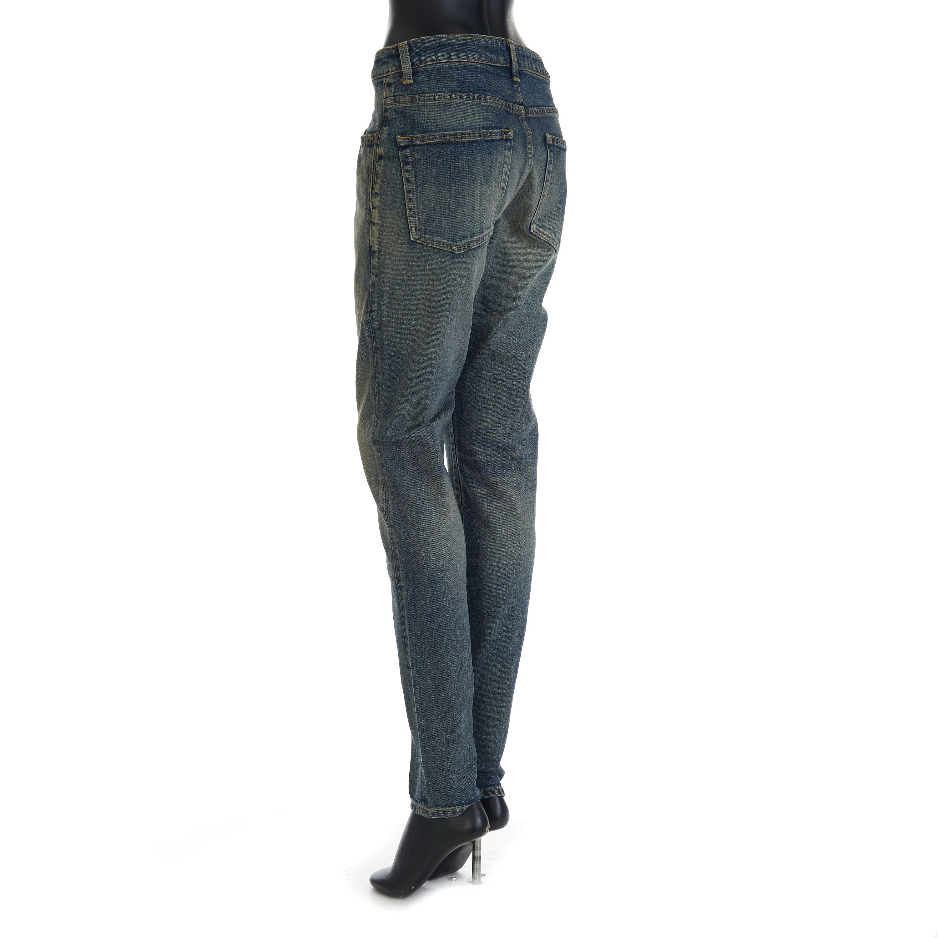 YSL Mid Waist Skinny Jeans In Vintage Blue Denim