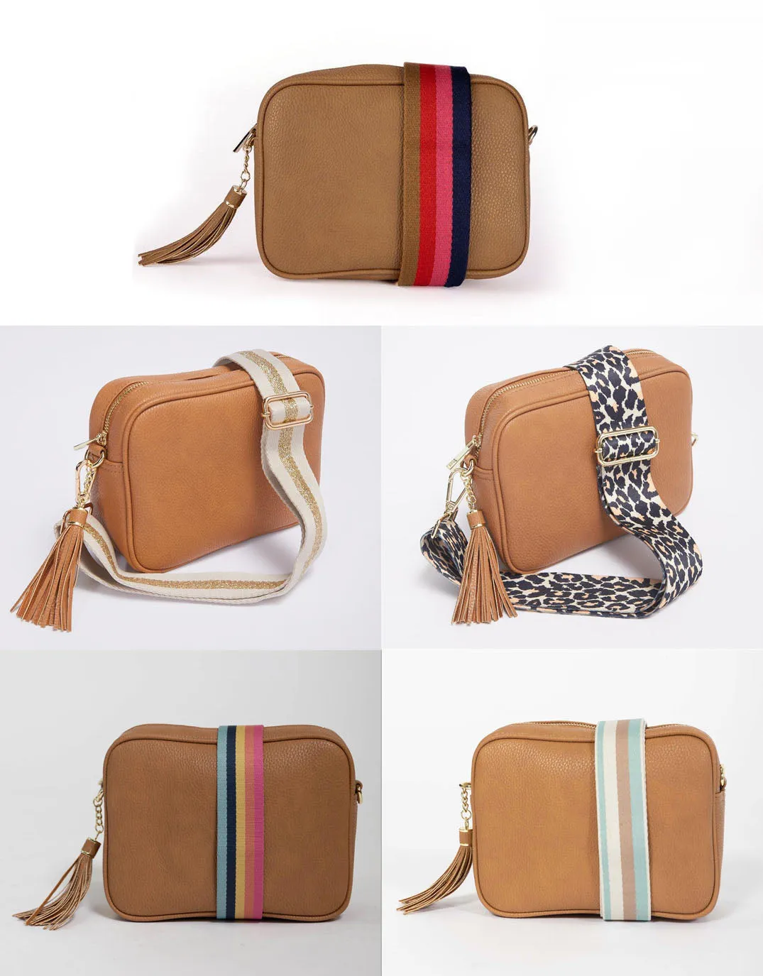 Zoe Crossbody Bag - Tan/Natural/Gold Stripe